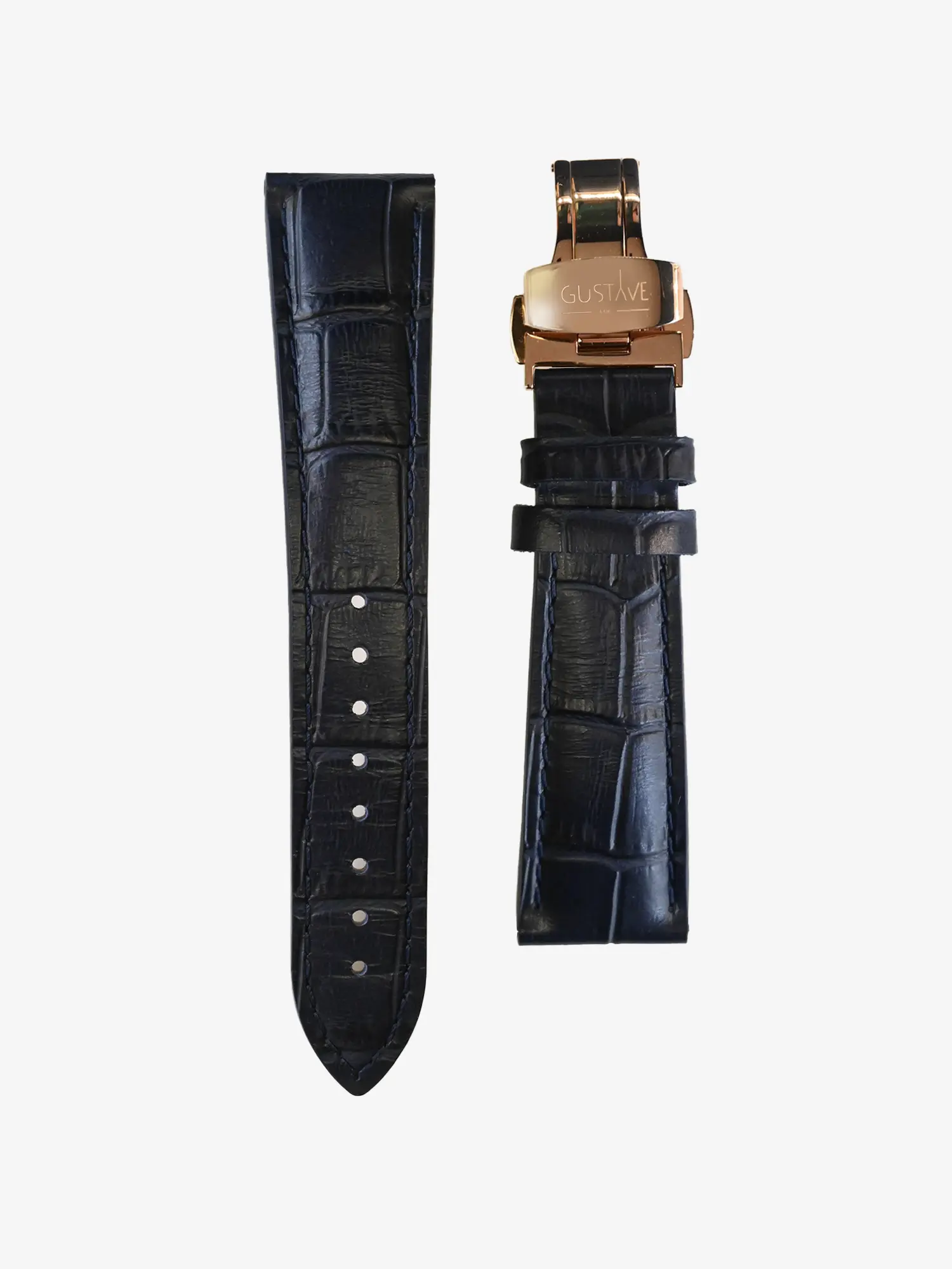 BRACELET CUIR - BLEU CROCODILE - Image 4