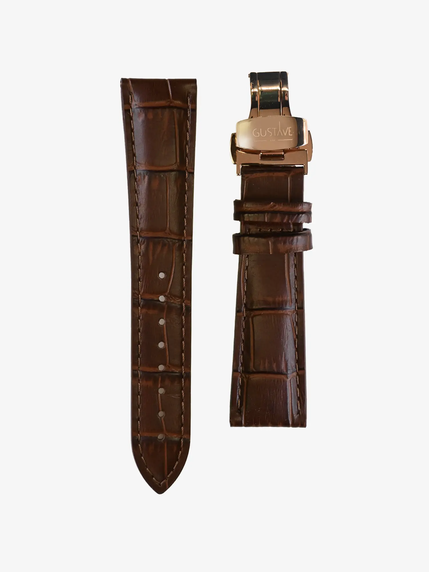 BRACELET CUIR - MARRON CROCODILE - Image 4