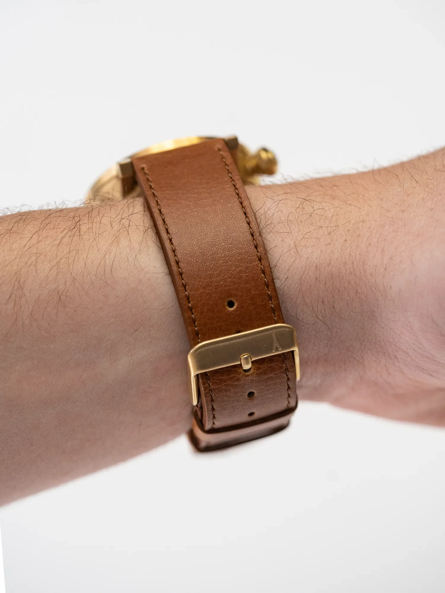 BRACELET CUIR VEGAN - MARRON SURPIQUÉ MADE IN FRANCE - Image 2